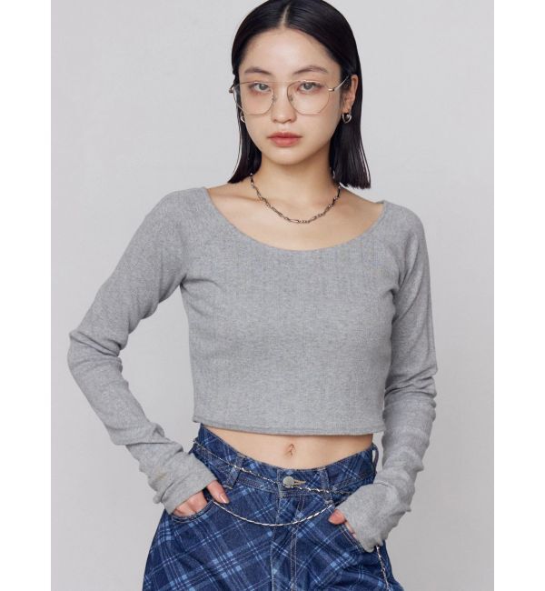EMODA「アイレットクロップドロングスリーブTシャツ」|Tシャツ・カットソー|グレー