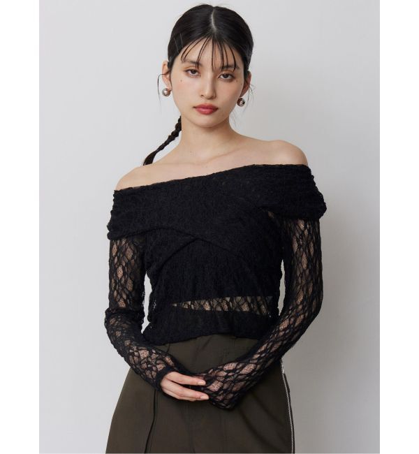 MURUA「レースカシュクールオフショルトップス」|Tシャツ・カットソー|