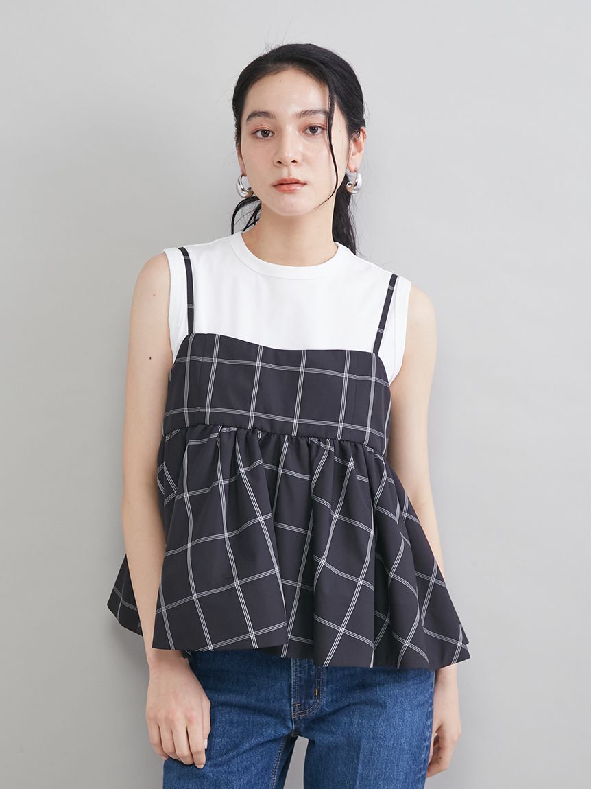 Mila Owen「チェックペプラムキャミ&times;タンクＳＥＴ」|キャミソール|BLK