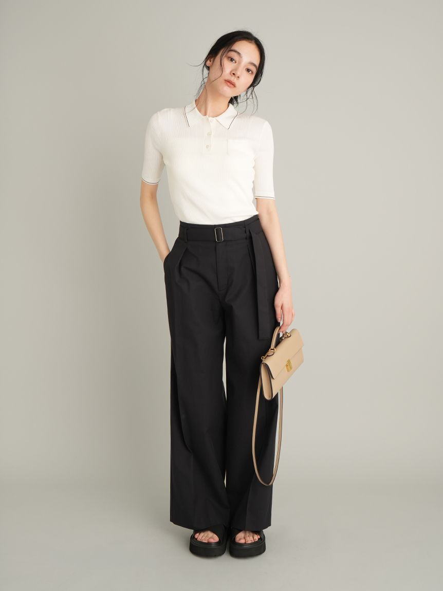 Mila Owen「【MILA PANTS】【UVカット】マルチファンクションセミワイドタックパンツ」|チノ|