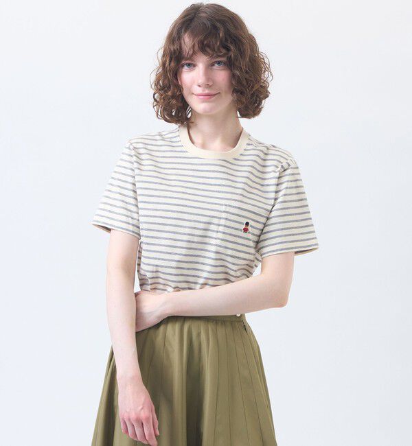 MACKINTOSH PHILOSOPHY「バッキンガムベア バスクボーダーポケTシャツ」|Tシャツ・カットソー|グレー