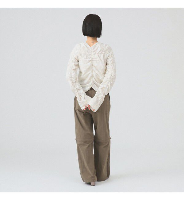 Ray BEAMS 「ストライプ シャーリング Vネック ブラウス」|シャツ・ブラウス|