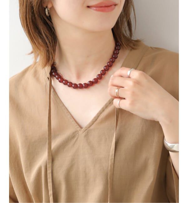 JOURNAL STANDARD relume「《予約》【HASHIBAMI/ハシバミ】マルタマ天然石ネックレス」|ネックレス|レッド