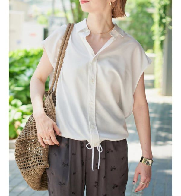 Spick and Span「《追加》ソフトブロードフレンチヘムギャザーシャツ」|シャツ・ブラウス|ホワイト A