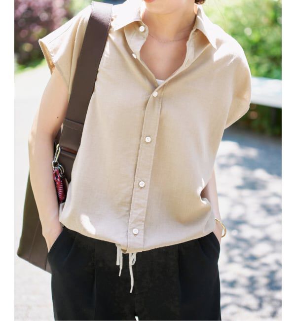 Spick and Span「《追加》ソフトブロードフレンチヘムギャザーシャツ」|シャツ・ブラウス|ベージュ A