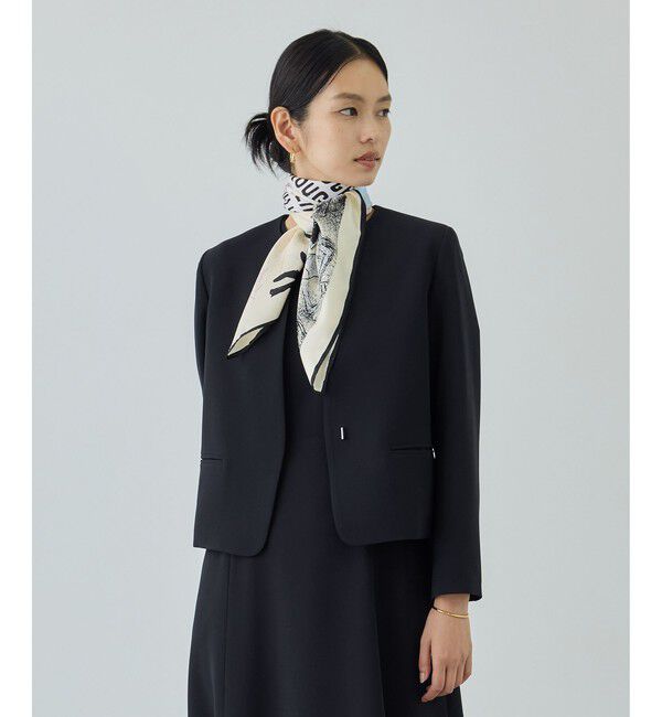 ROPE「トリアセダブルクロス クルーネックジャケット/セットアップ対応・イージーケア・26SS」|ノーカラージャケット|