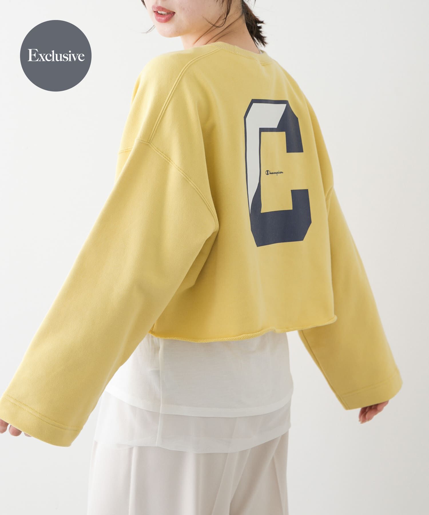 SENSE OF PLACE by URBAN RESEARCH「『別注』Champion&times;SENSE OF PLACE　カットオフスウェット」|スウェット・ジャージ|イエロー