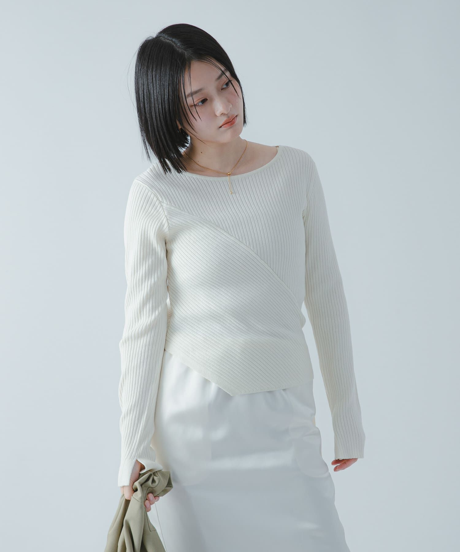 SENSE OF PLACE by URBAN RESEARCH「『洗濯可/防花粉』SKINProofアシメヘムボートネックセーター」|ニット・セーター|