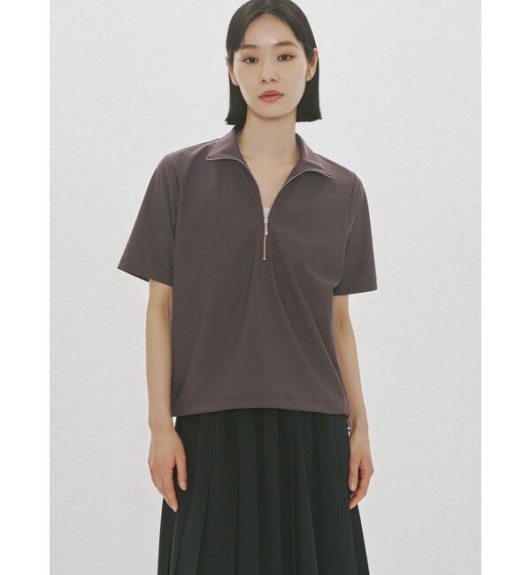 MIDIUMISOLID「MIDIUMISOLID for Ladies エッセンシャルジップネックトップス」|Tシャツ・カットソー|ブラウン