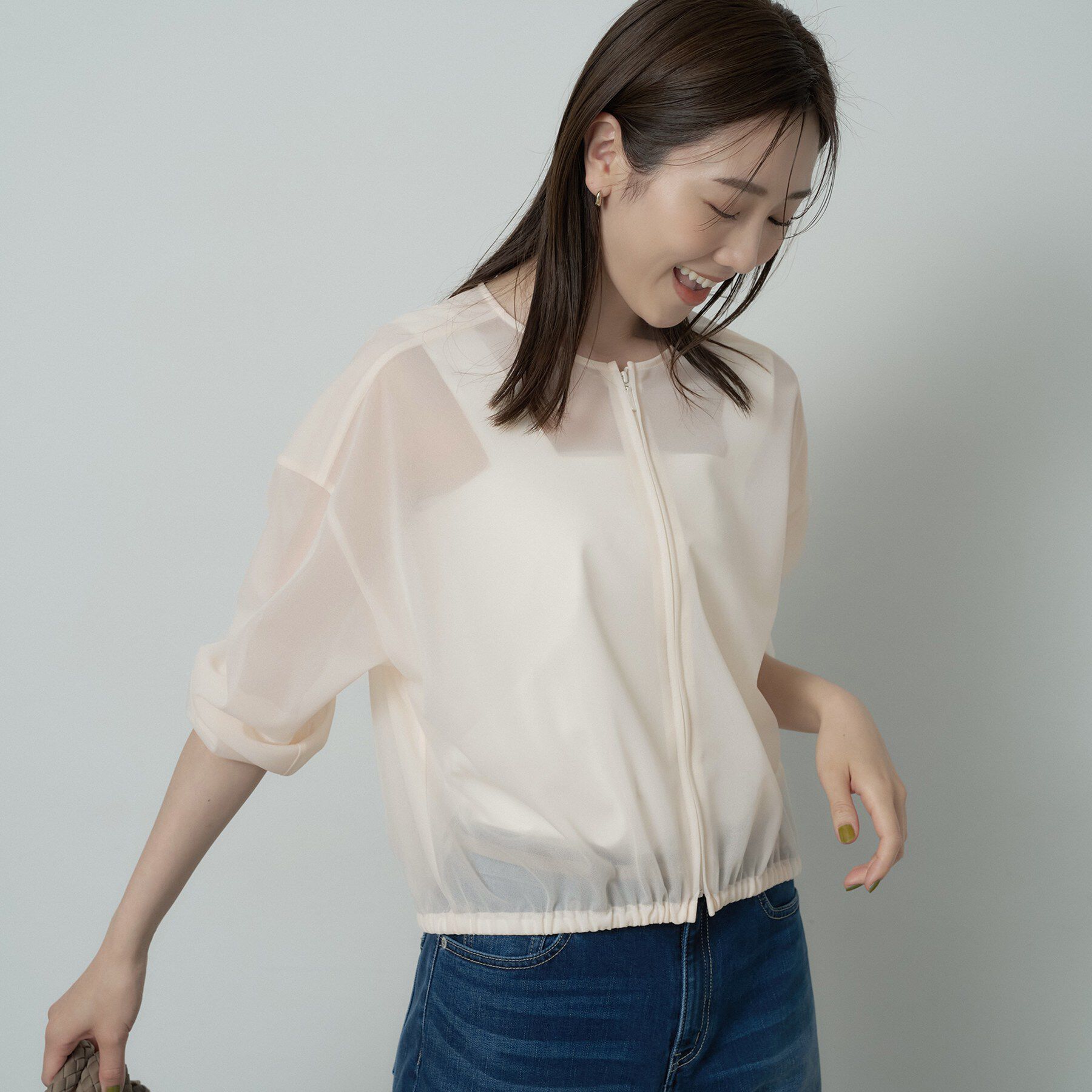 UNTITLED「トリコットシアーブラウス」|シャツ・ブラウス|アイボリー(004)