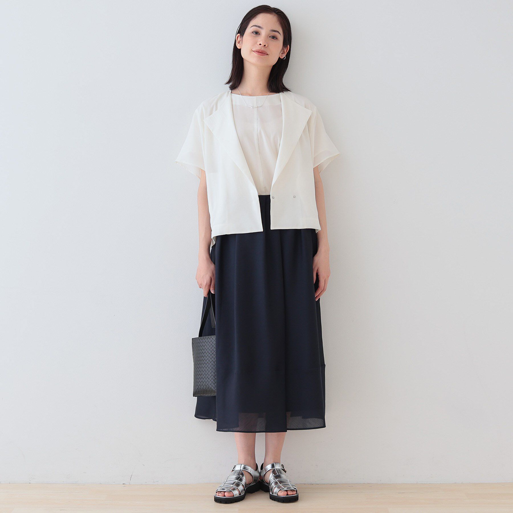 INDIVI「新色登場！【洗える／エアリー素材】巻き風ロングスカート」|スカート|