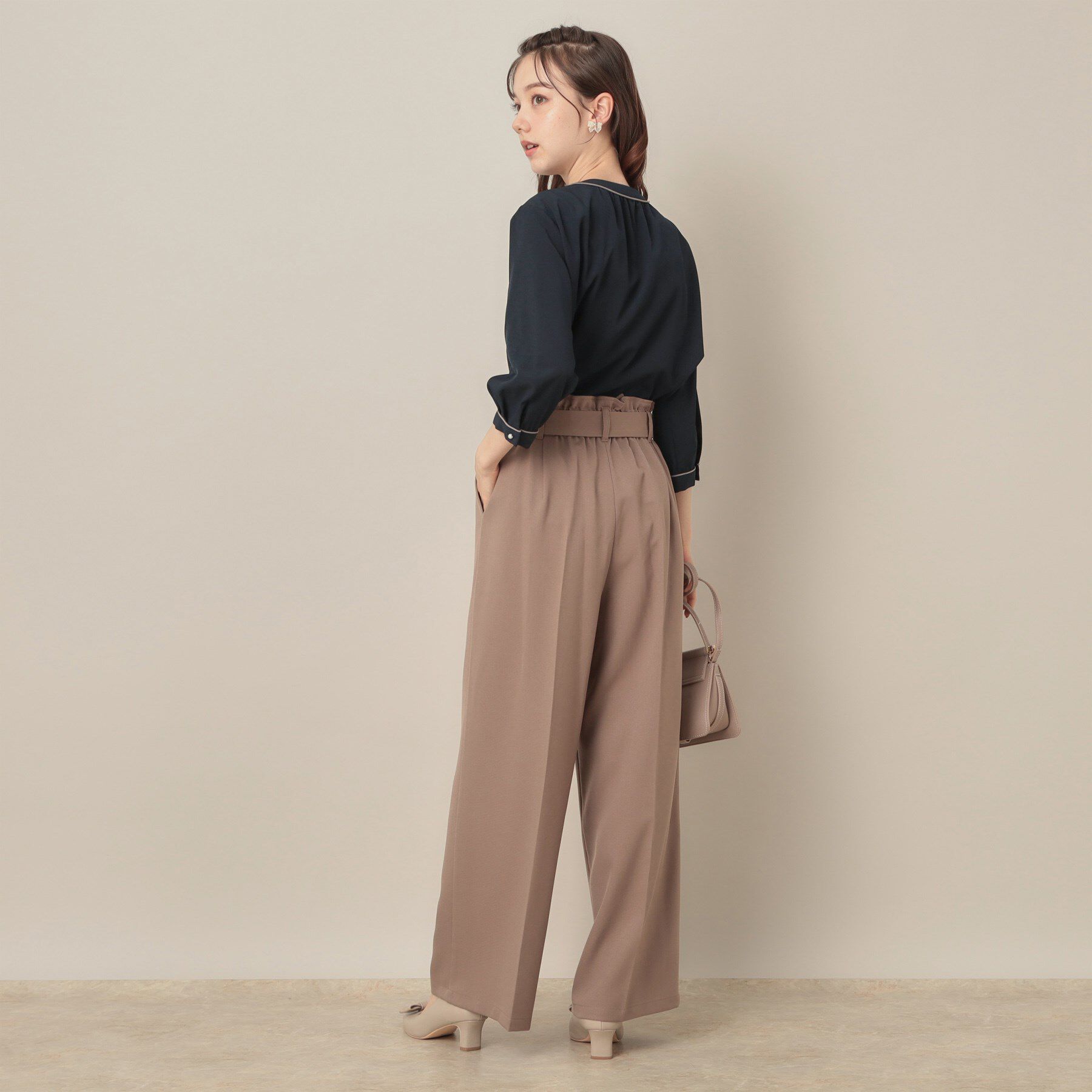 Couture broach「【6分袖・通勤】配色ジョーゼットブラウス」|シャツ・ブラウス|