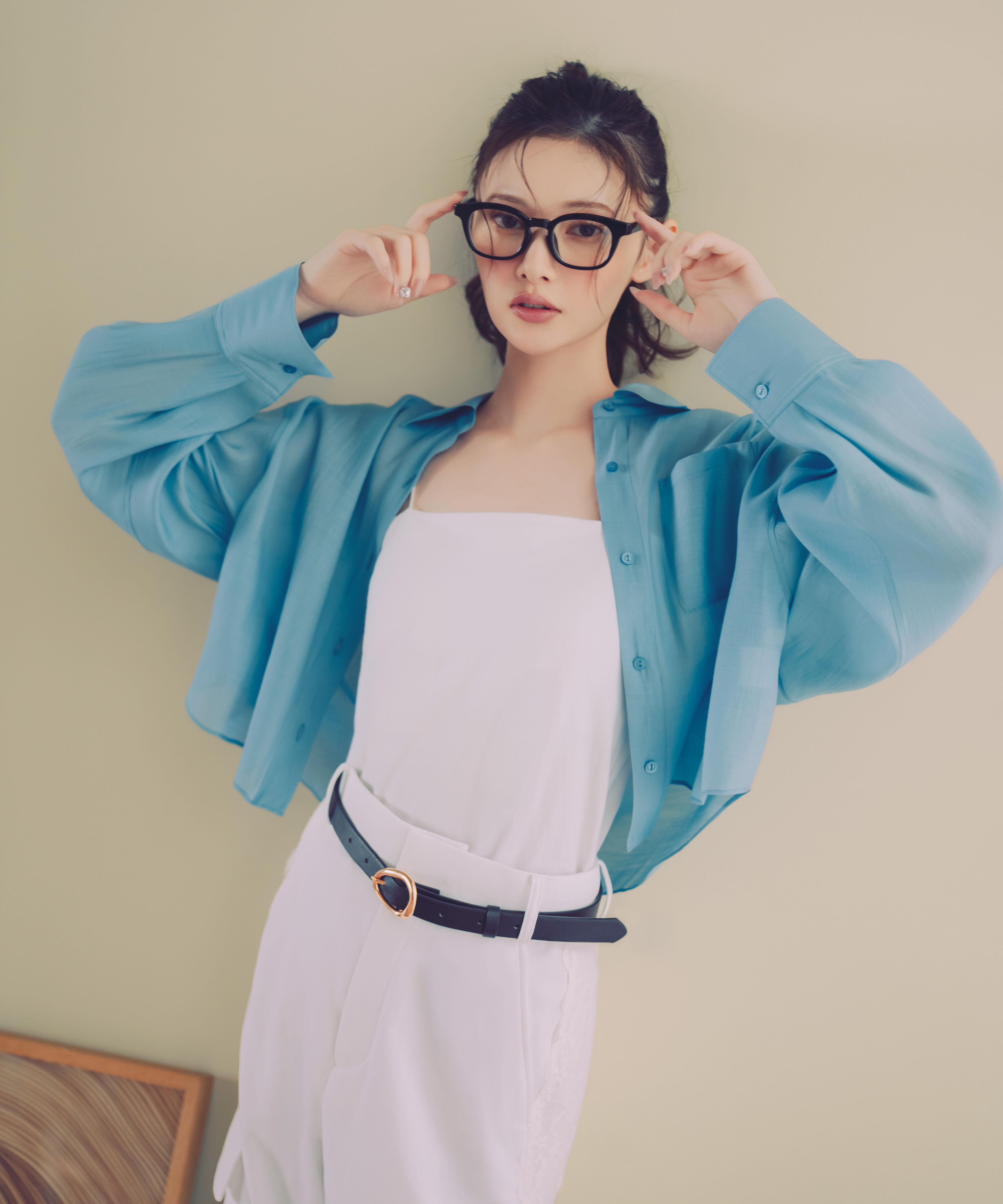 PROPORTION BODY DRESSING「短丈シアーシャツ 26SS」|シャツ・ブラウス|ブルー