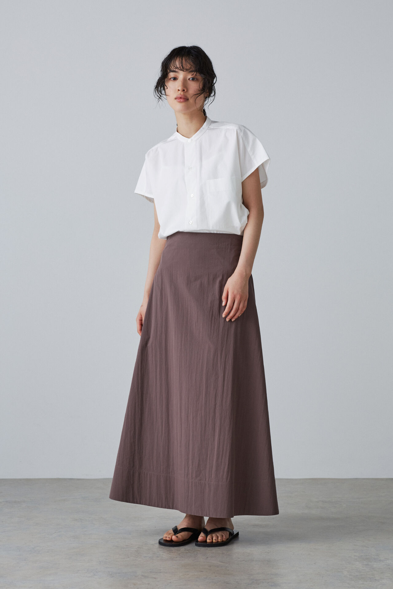 YLEVE 「YLEVE / COTTON NYLON TYPEWRITHER SKIRT」|スカート|ブラウン