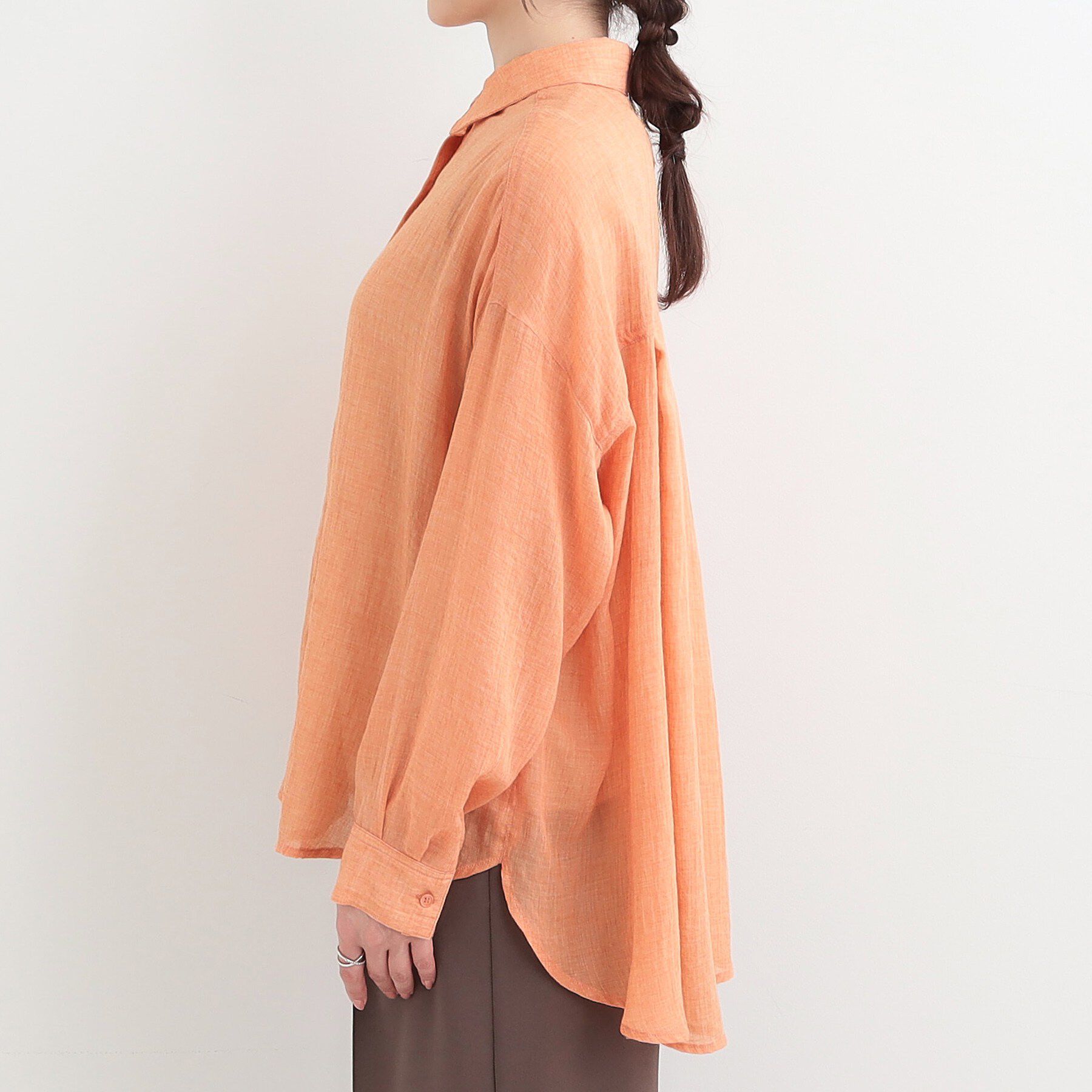 SHOO･LA･RUE「【体型カバー】ふんわり質感 やわらかこなれシアーシャツ」|シャツ・ブラウス|