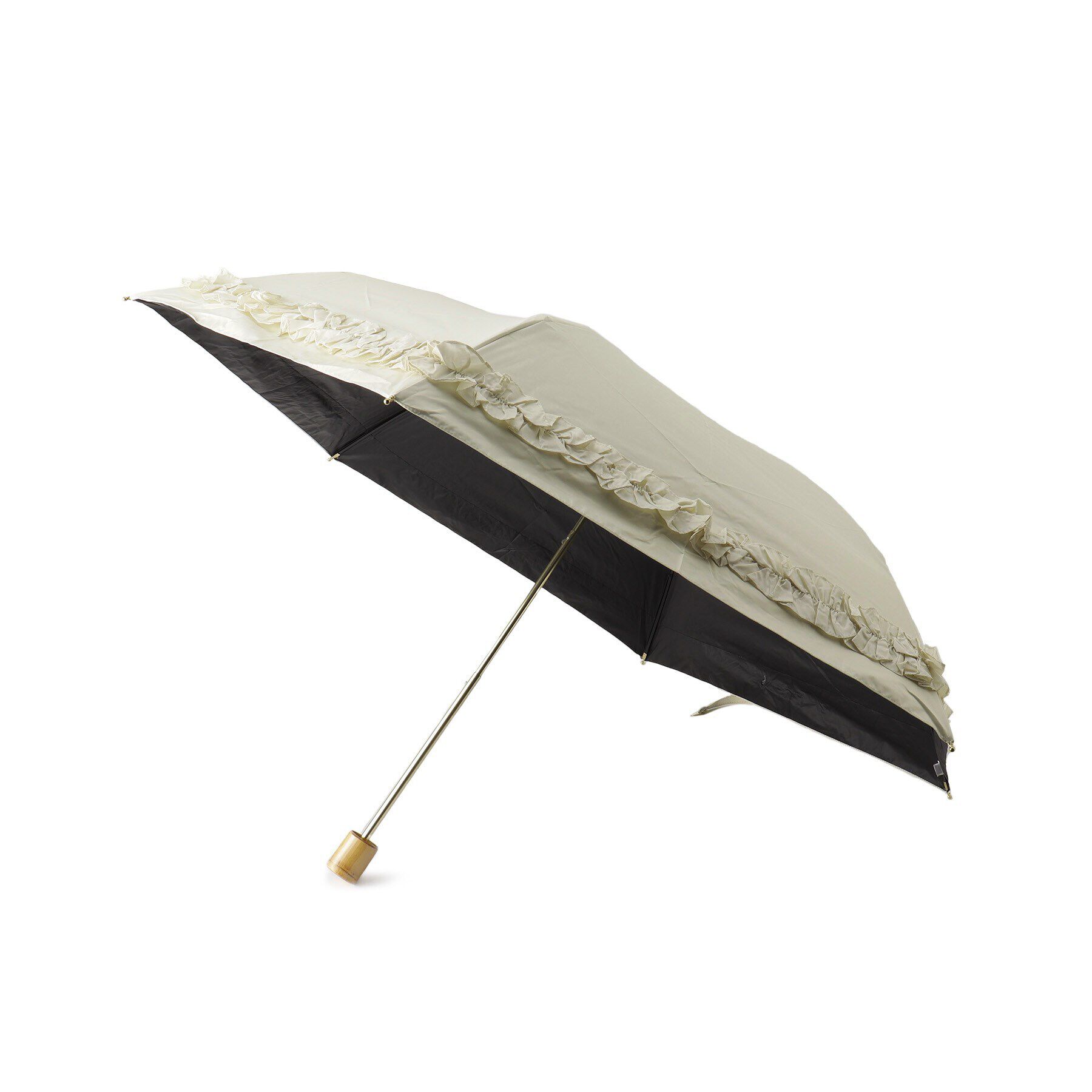 Ober Tashe「【折りたたみ/晴雨兼用】遮光率100％！ギャザーフリル折りたたみ日傘」|傘|