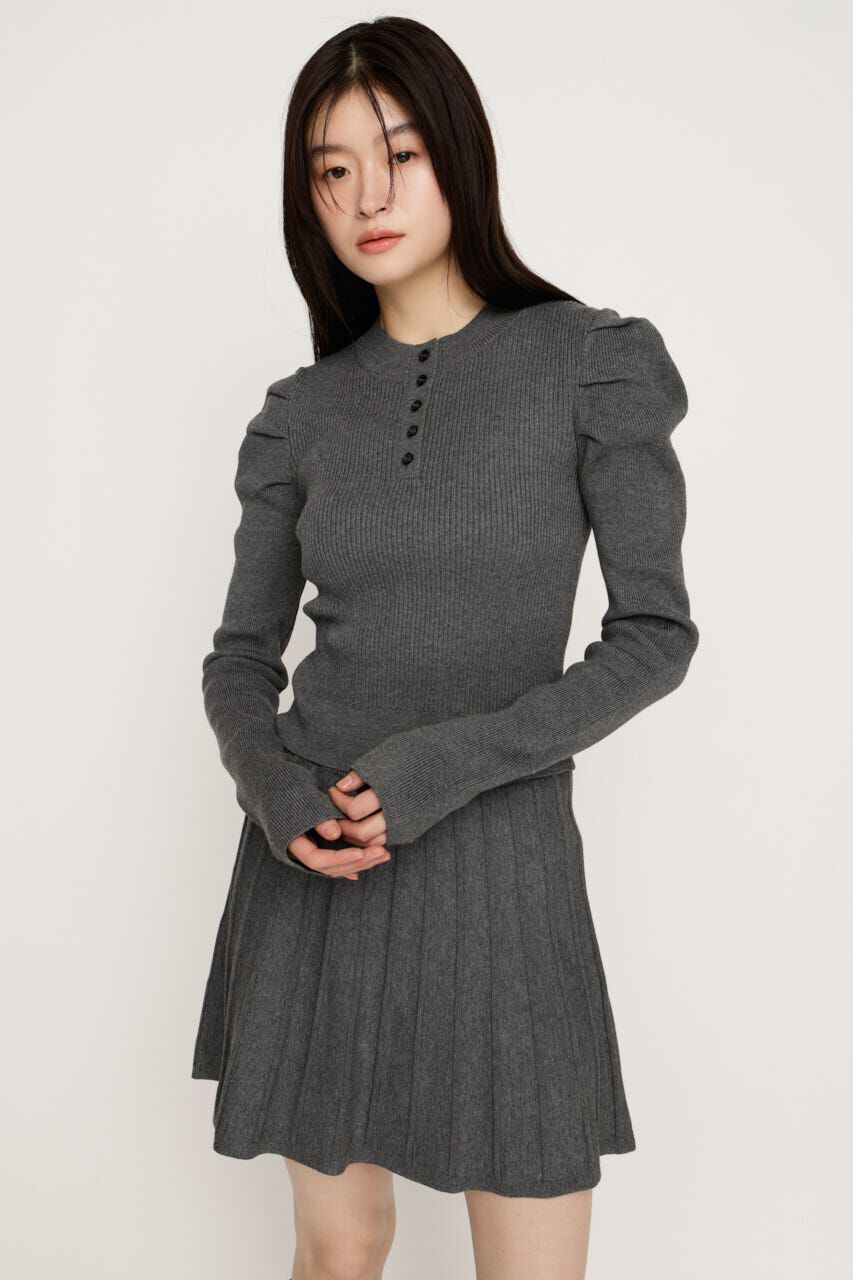 SLY「TUCK SLEEVE FLARE KNIT 2P」|ワンピース|T.GRY