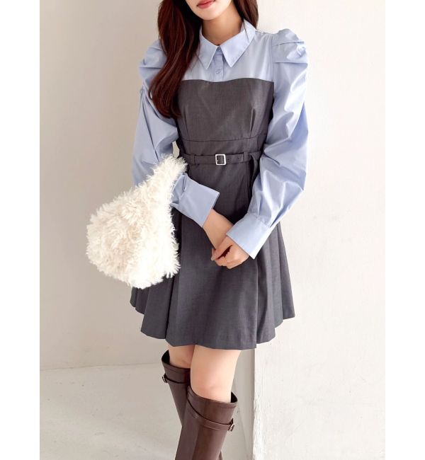 dazzlin「【追加生産分】長袖レイヤードシャツミニワンピース」|ワンピース|