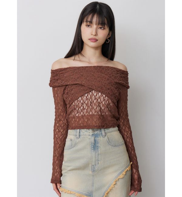 MURUA「レースカシュクールオフショルトップス」|Tシャツ・カットソー|
