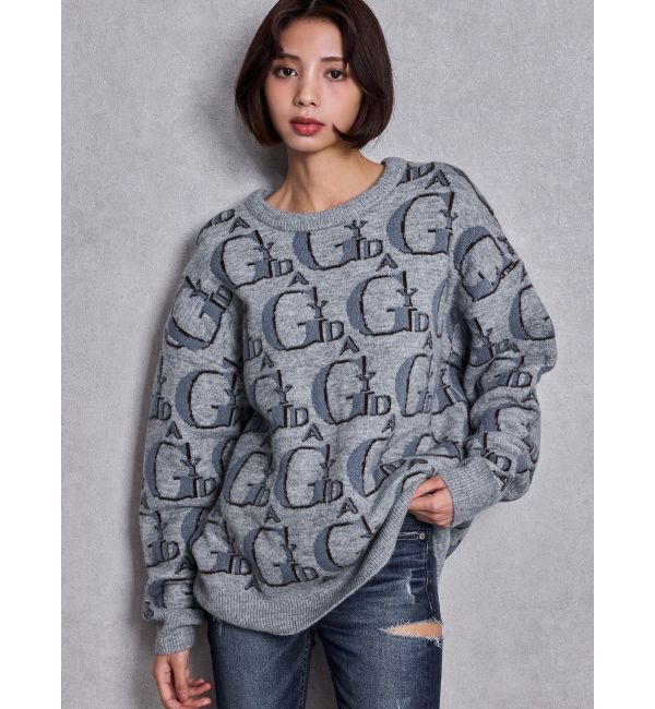 GYDA「GYDA PATTERN ニットトップス」|ニット・セーター|グレー