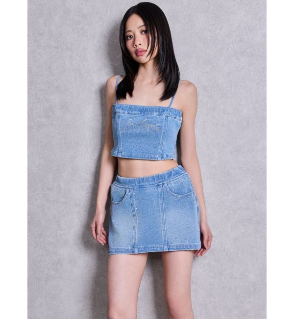 GYDA「bijouカットデニムミニスカートライクショートパンツ」|スカート|