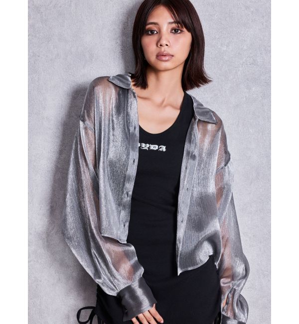 GYDA「SHINY SHEERシャツ」|シャツ・ブラウス|グレー