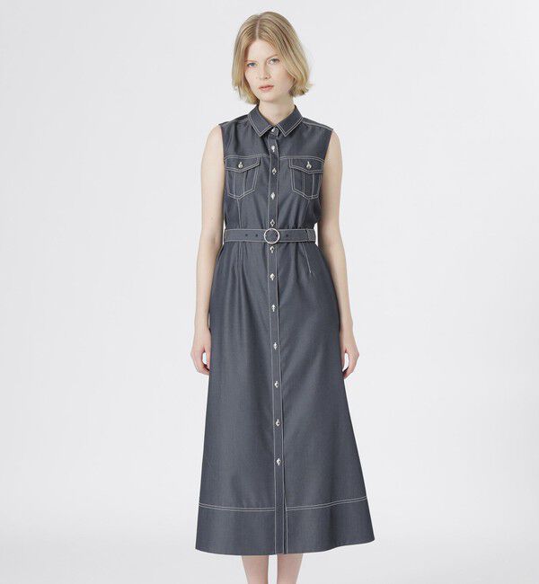  「バックスカーフノースリーブワンピース」|ワンピース|ネイビー