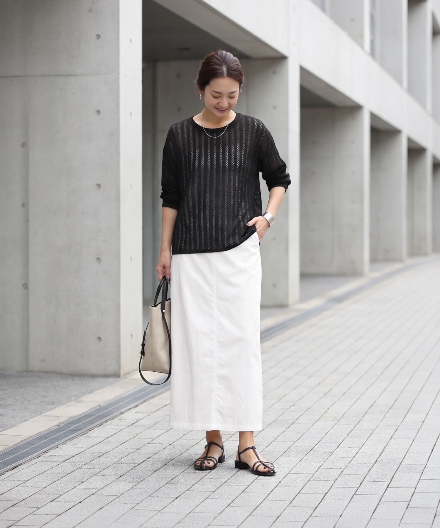 STYLE DELI「涼しいレーシィーストライプシアーニット」|Tシャツ・カットソー|