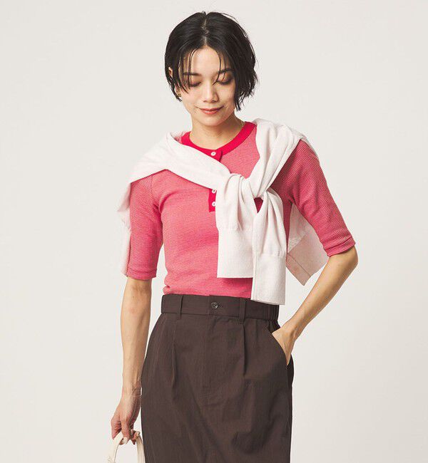 UNITED ARROWS green label relaxing「＜Robert P. Miller＞ヘンリーネック 5分袖 プルオーバー カットソー」|Tシャツ・カットソー|RED