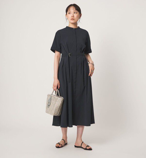 UNITED ARROWS green label relaxing「ベルト フレア ワンピース マシンウォッシャブル 吸水速乾 」|ワンピース|NAVY