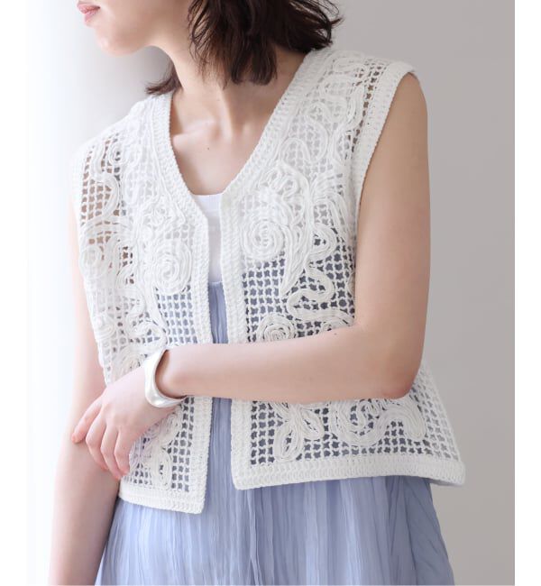 SLOBE IENA「+81BRANCA/ハチイチブランカ SLOBE別注 レースベスト」|ベスト・ジレ|ホワイト