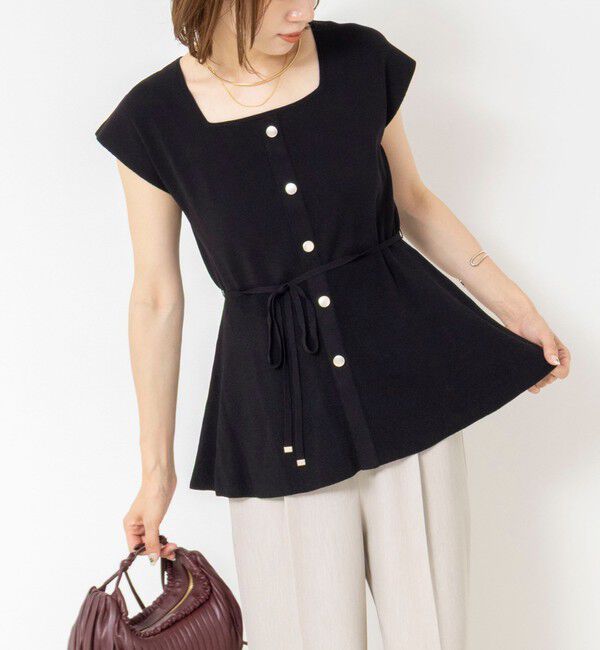 NOLLEY'S sophi「《セットアップ対応》ウォッシャブルペプラムプルオーバー」|ニット・セーター|ブラック