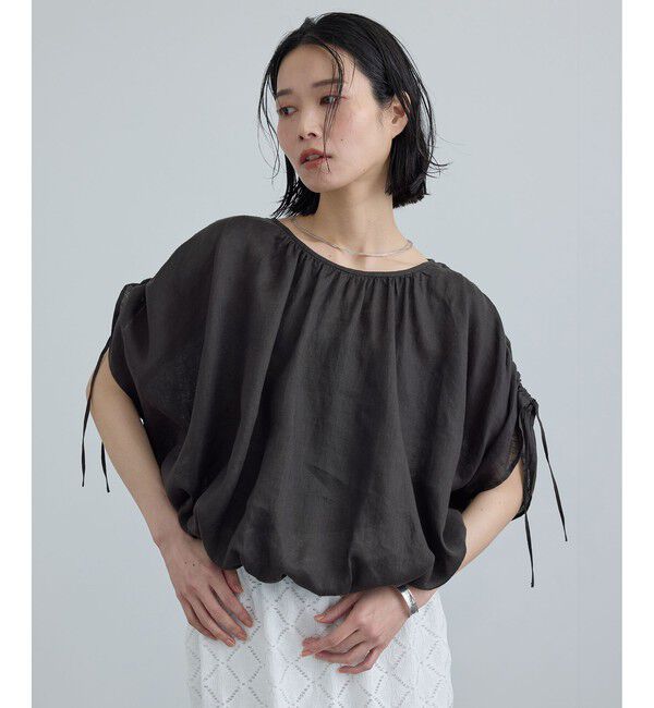 SALON adam et rope'「【WEB限定】ヨーロピアンリネンドロストギャザーブラウス」|シャツ・ブラウス|