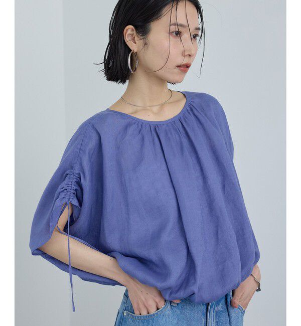 SALON adam et rope'「【WEB限定】ヨーロピアンリネンドロストギャザーブラウス」|シャツ・ブラウス|
