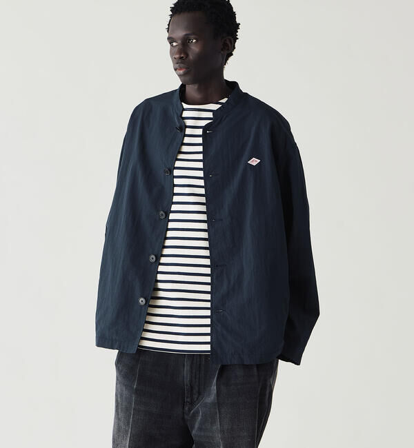 DANTON「DANTON | ナイロンタッサー バンドカラージャケット MEN」|テーラードジャケット|NAVY