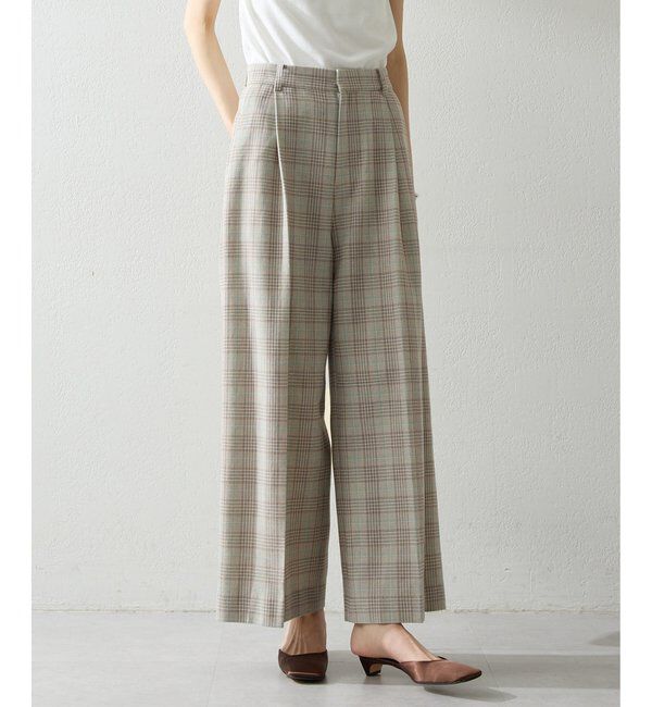  「《セットアップ対応》コットンチェックパンツ」|その他|ベージュ
