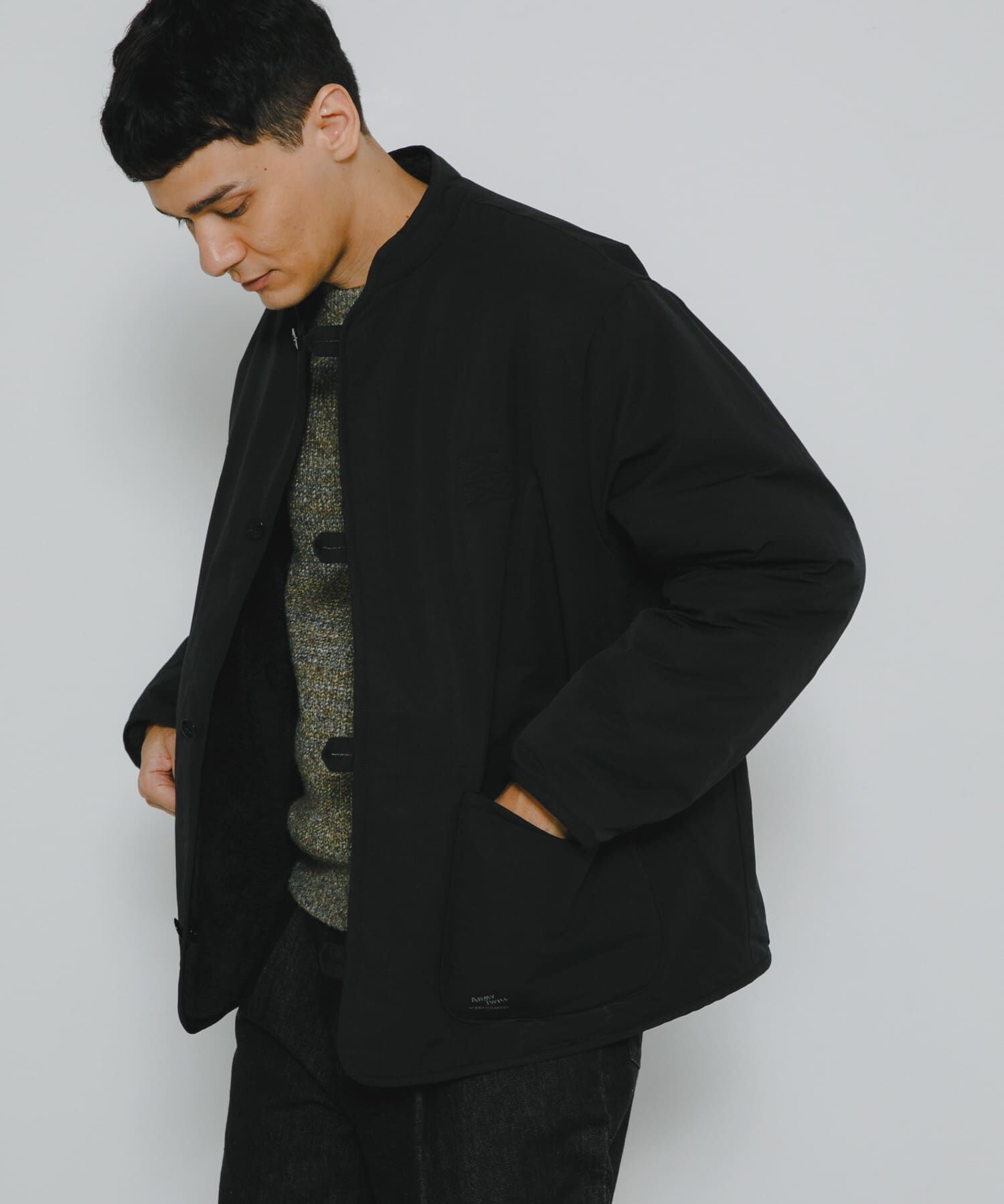 Sonny Label 「『別注』ARMY TWILL&times;Sonny Label　Reversible Jacket」|ノーカラーコート|ブラック
