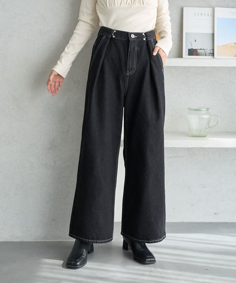 earth music&ecology「タックホックデニムパンツ」|デニム|
