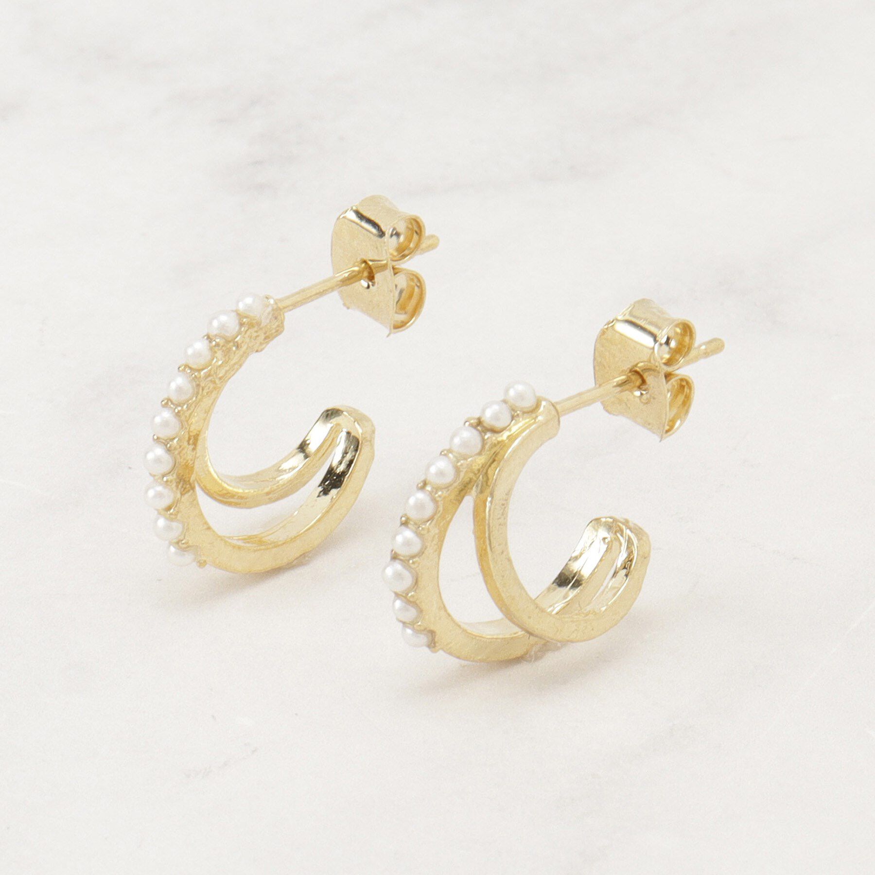 grove「パール調ビジューフープデザインピアス」|ピアス|ゴールド(007)