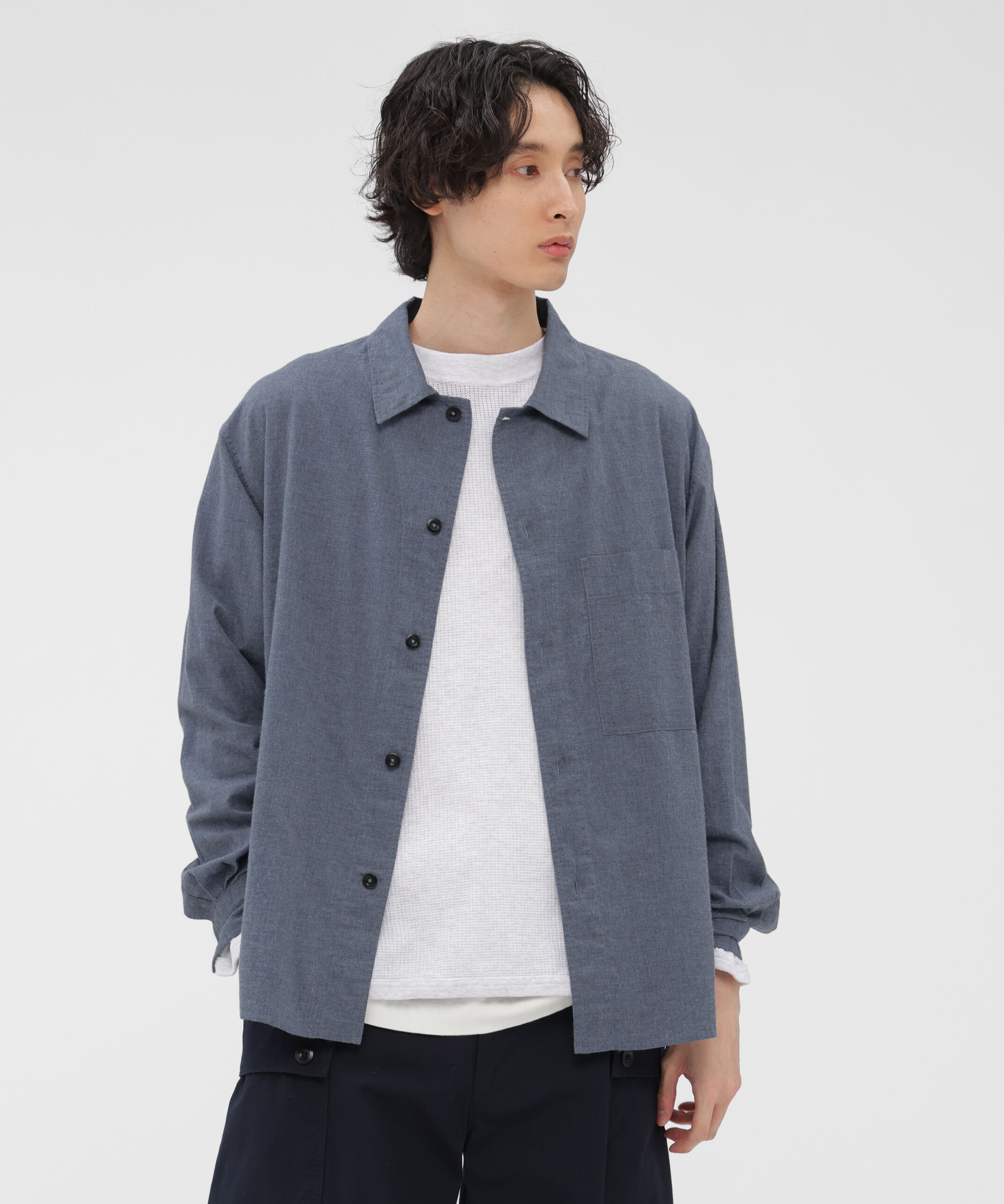 MHL.「TOP DYED COTTON POPLIN SHIRT」|シャツ・ブラウス|BLUE