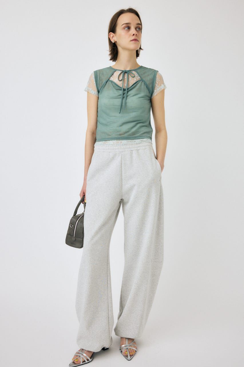 MOUSSY「LACE LAYERED OPEN NECK トップス」|Tシャツ・カットソー|