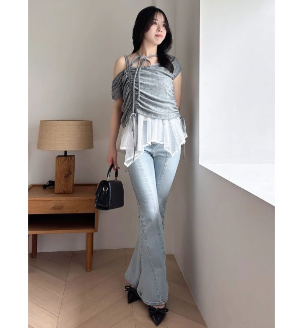dazzlin「レースレイヤードギャザーカットトップス」|Tシャツ・カットソー|
