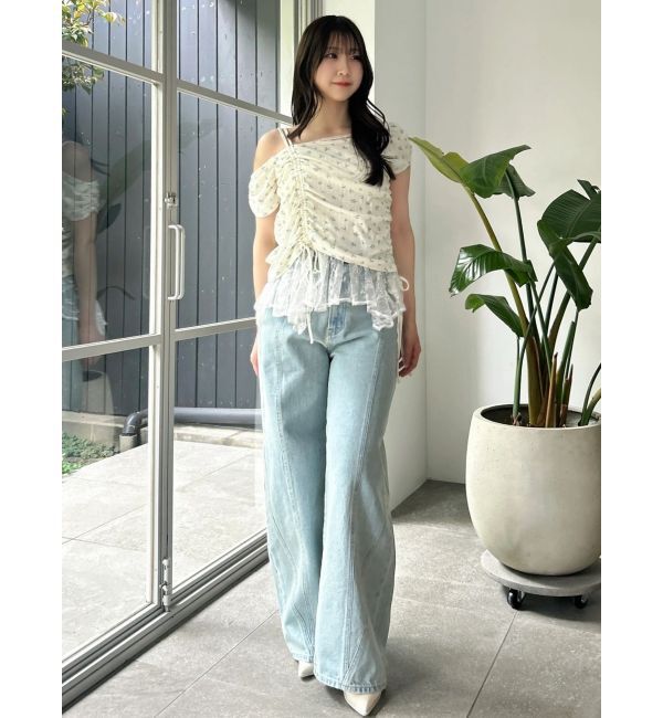 dazzlin「レースレイヤードギャザーカットトップス」|Tシャツ・カットソー|