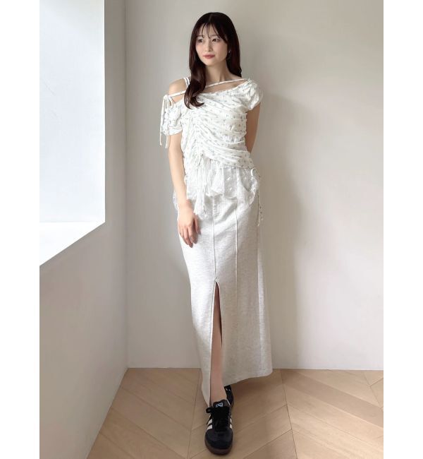 dazzlin「レースレイヤードギャザーカットトップス」|Tシャツ・カットソー|