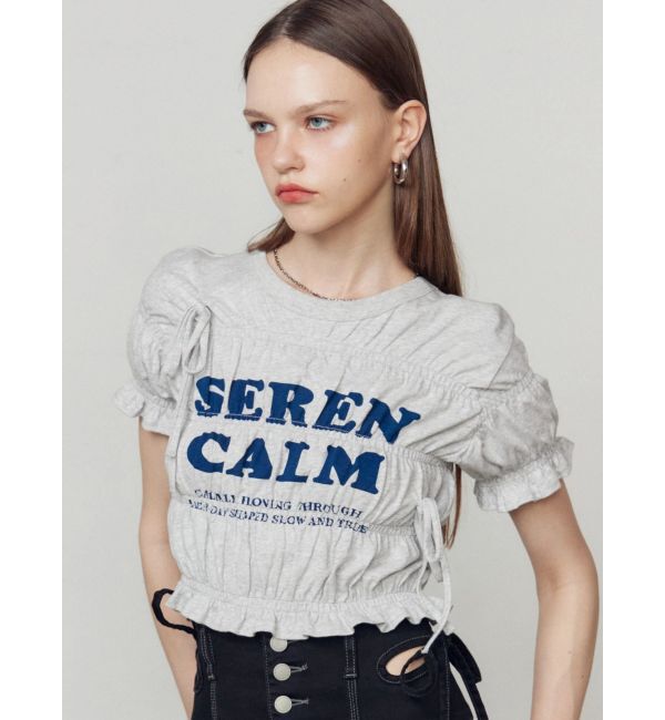 EMODA「ロゴギャザーTシャツ」|Tシャツ・カットソー|グレー