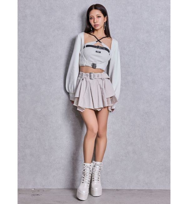 GYDA「HEM Symmetryメッシュスカートライクショートパンツ」|スカート|