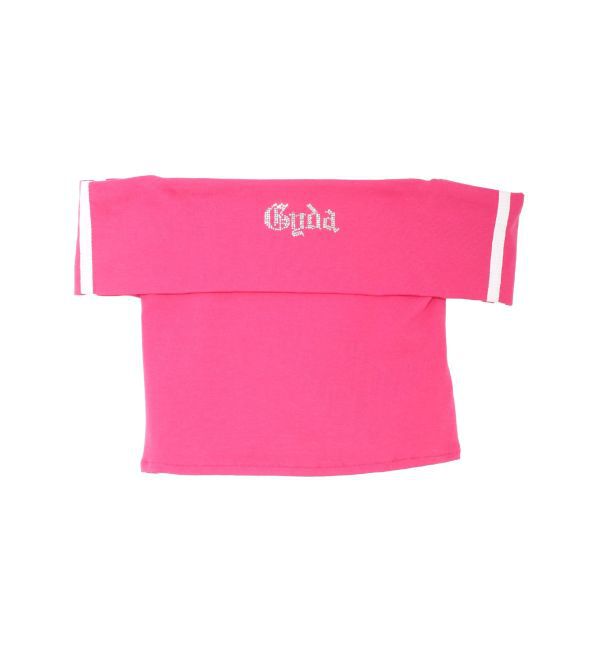 GYDA「Gyda bijouサイドラインオフショルショートTOPS」|Tシャツ・カットソー|