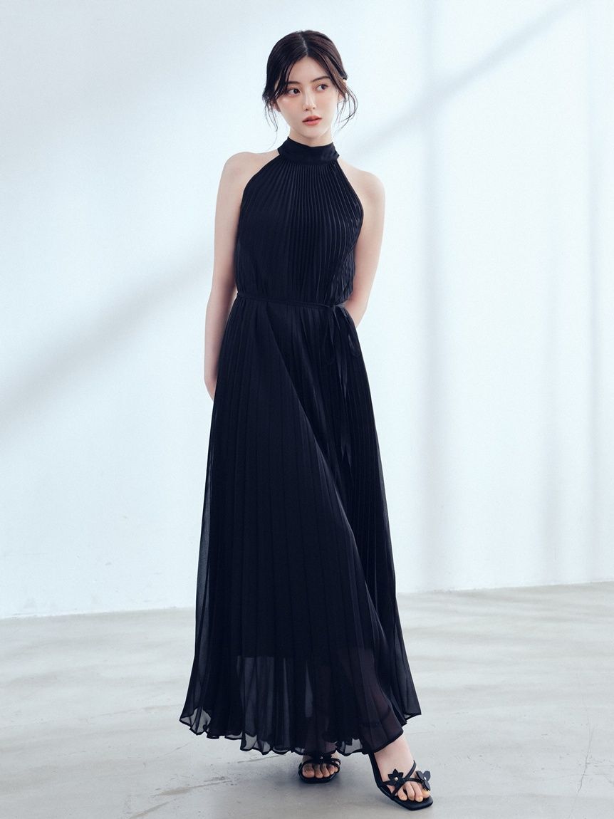FRAY I.D「2wayプリーツホルターネックワンピース」|ワンピース|BLK