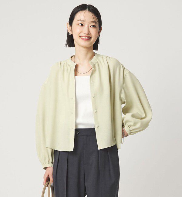 UNITED ARROWS green label relaxing「袖ボリューム ギャザー ブラウス マシンウォッシャブル 通気性」|シャツ・ブラウス|LIME