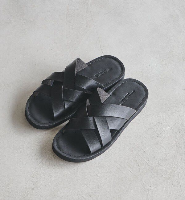 UNITED ARROWS green label relaxing「レザーライク クロス サンダル」|サンダル|BLACK